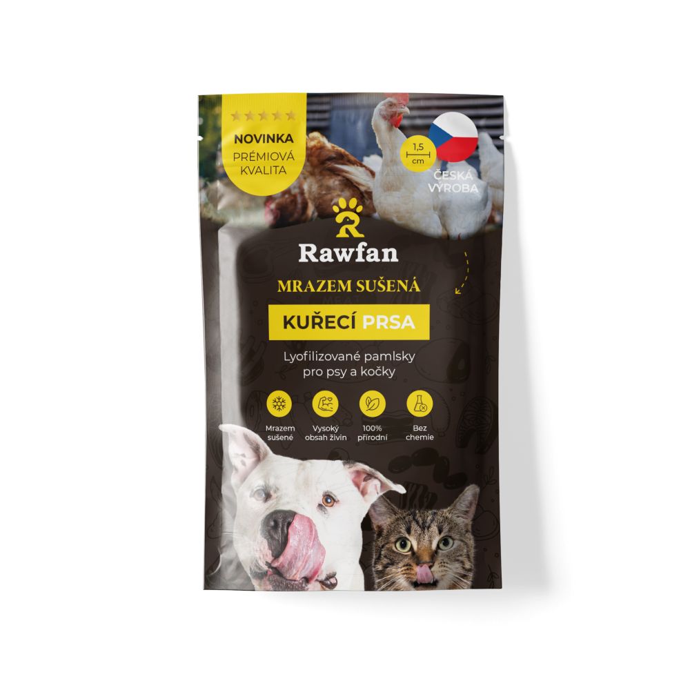 Mrazem sušená KUŘECÍ PRSA pro psy a kočky