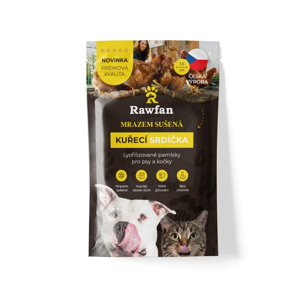Mrazem sušená KUŘECÍ SRDÍČKA pro psy a kočky